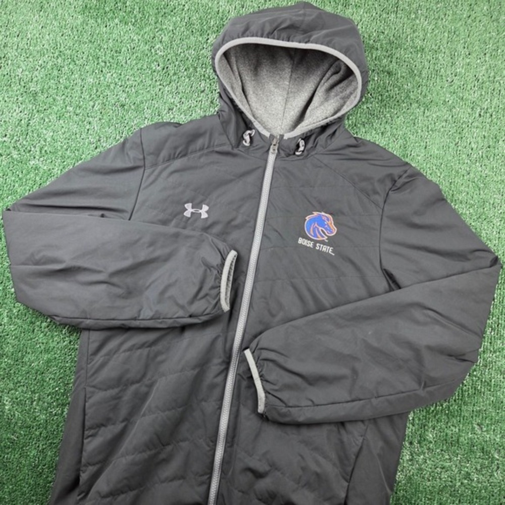 Under Armour Boise State Broncos ColdGear Black Hooded Puffer‎ Jacket Mens Small